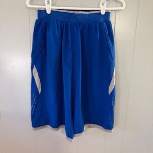 Reebok Athletic Basketball Shorts Mens Small Blue Grey Mesh Pockets Activewear